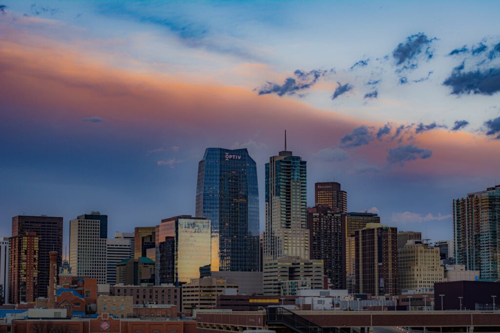 denver downtown at sunset