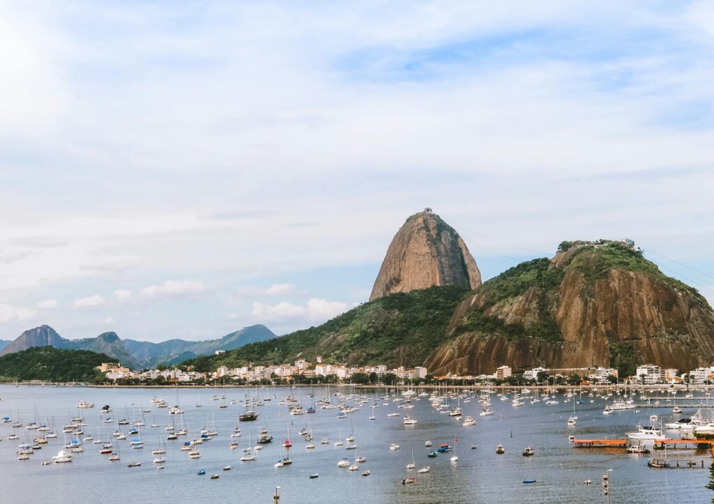 mountain range and body of water