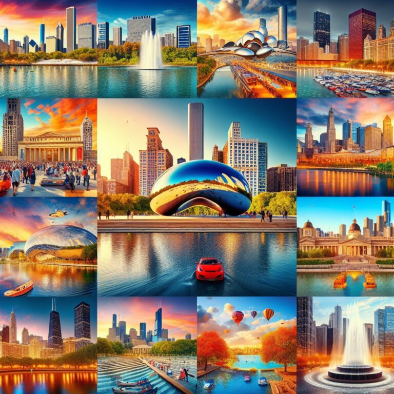 A captivating collage showcasing the vibrant essence of Chicago, featuring iconic landmarks and attractions. Explore the Best Things to Do in Chicago.