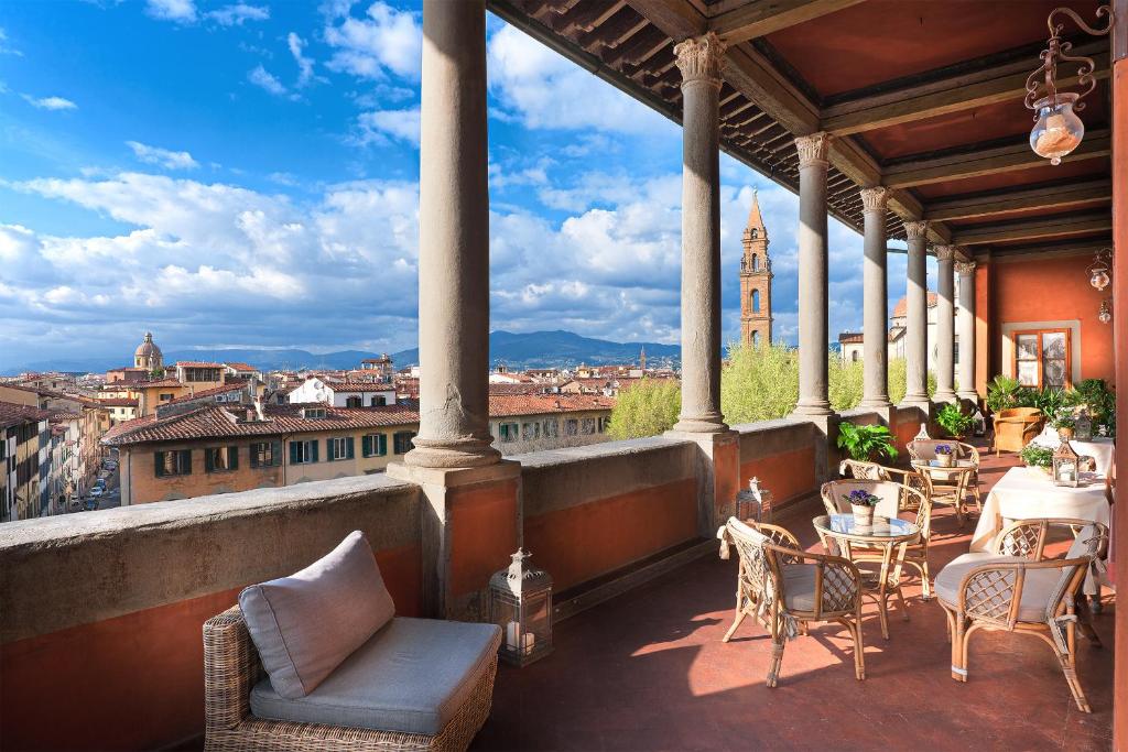 Hotel Palazzo Guadagni's balcony overlooks picturesque Florence.