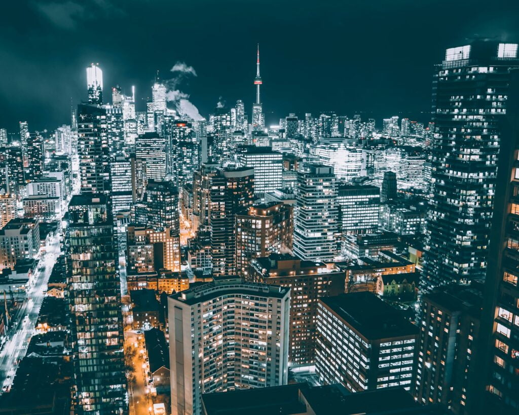 city buildings on top view - things to do in Toronto at night