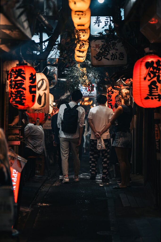 Illuminated Lanterns on a Street - hidden Markets in Tokyo