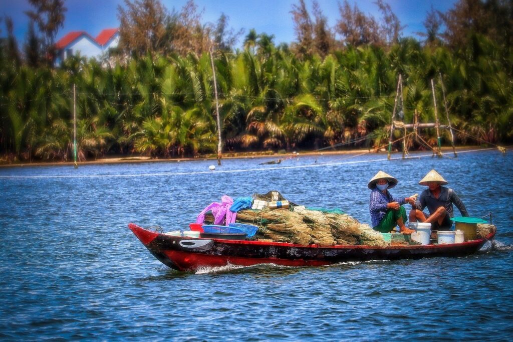 boat, fisherman, mekong